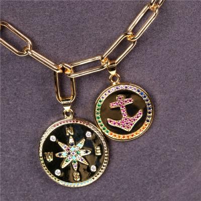 New Style Compass and Anchor Crystal Charms Pendant Necklace