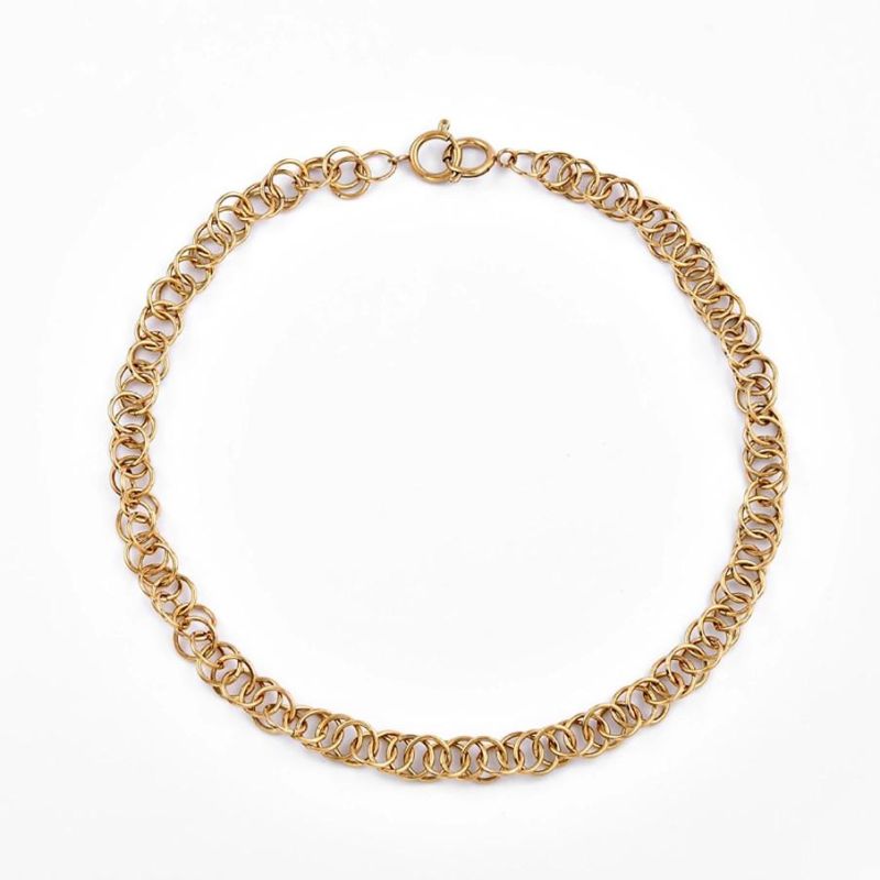 New Design Stainless Steel Fashion Jewelry IP Gold Coated Round Circle Links Chain Necklace 18inch for Lady