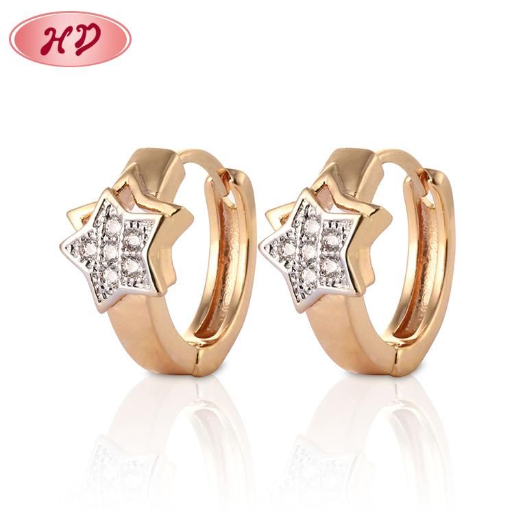Fashion Jewelry 18K Gold Plated Silver Alloy CZ Stud Drop Hoop Huggie Earrings with Crystal for Women