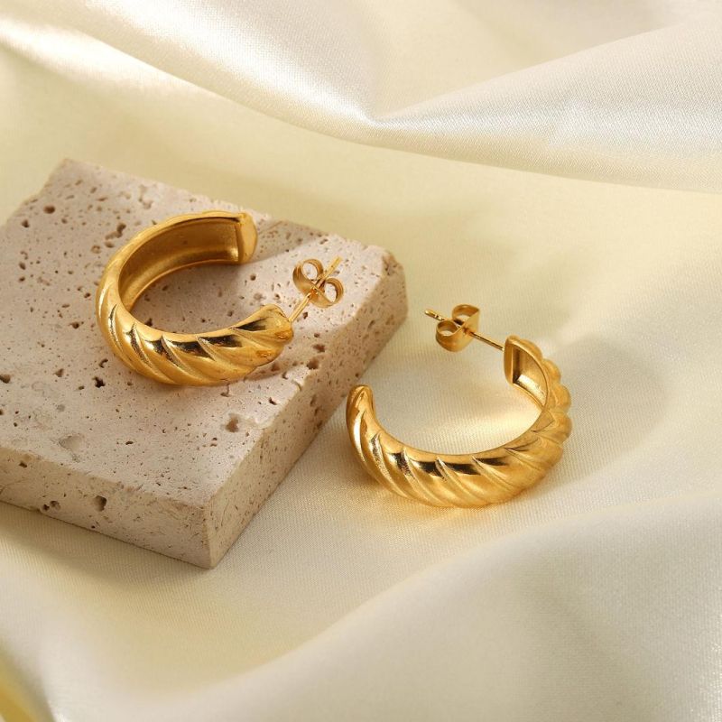 Manufacturer Custom Wholesale 18K Gold Croissant Stainless Steel Channel Earring, Bohemian Earrings, Earring for Woman Jewelry