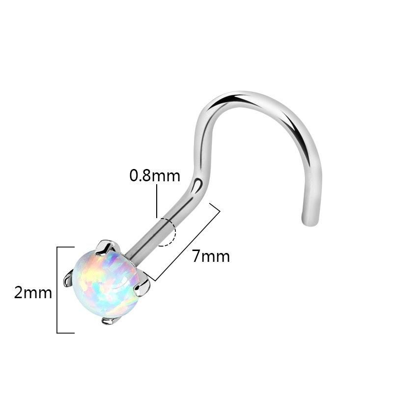 316L Surgical Steel 20g Opal Nose Ring Nose Hoop (3PCS per set) Body Piercing Jewelry (Custom Opal /bar color Available)