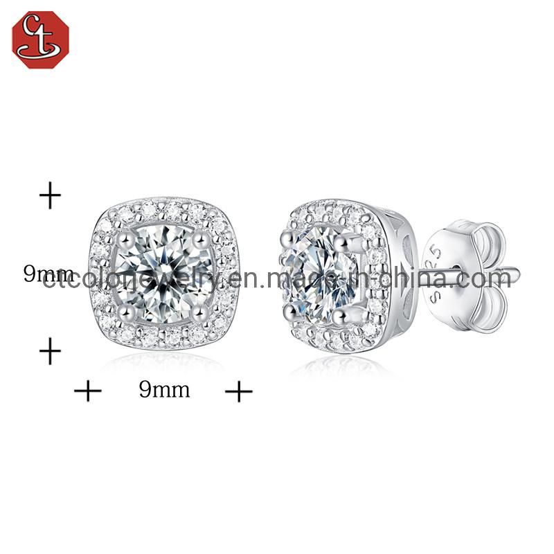 Fashion Accessories Moissanite square earrings diamond-like cluster setting earrings for women