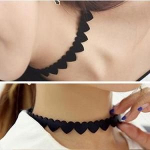 Torques Bijoux Plain Statement Black Love Heart Chokers Necklace