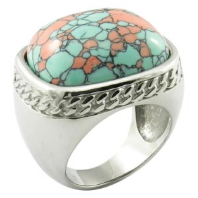 Oval Glue Ruby Stone Medical Steel Large Gem Stone Rings