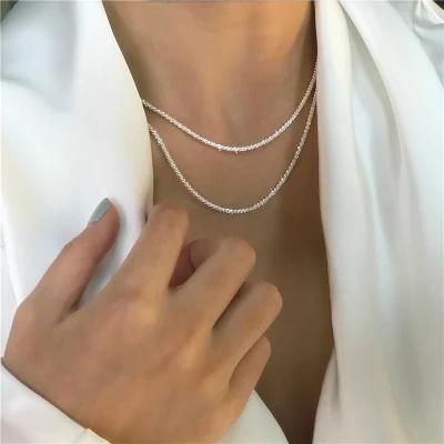 New Necklace 925 Sterling Silver Chain Jewelry Choker for Women