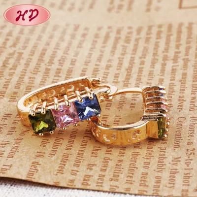 18K Gold Plated Hoop Huggie Zircon Earring for Women