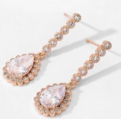 Elegant CZ Earring Jewelry, Luxury CZ Earring Jewelry, Bridal Wedding CZ Earring, Rose Gold Earring
