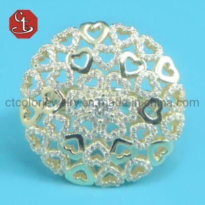 Cute Heart 14K Gold Cubic Zirconia Ring Silver or Brass Jewellery