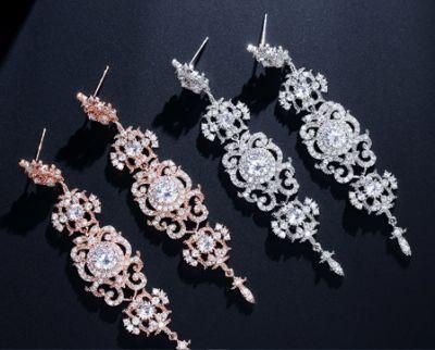 Rose Gold Luxury CZ Earring Jewelry for Wedding. Bridal CZ Earring for Wemen