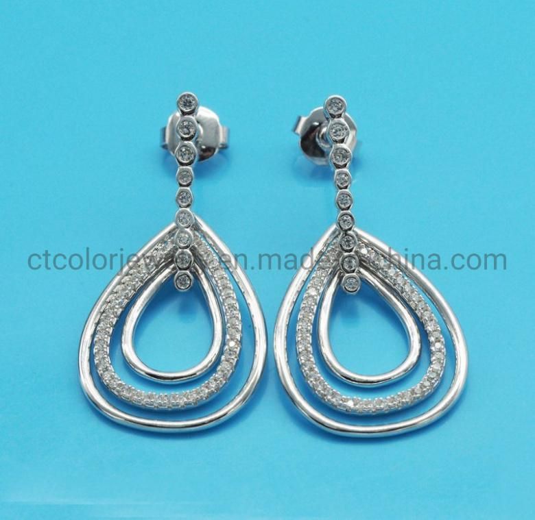 Fashion Jewelry 18K Gold Rose Nickel Free Plated Cubic Zirconia Earrings for Women