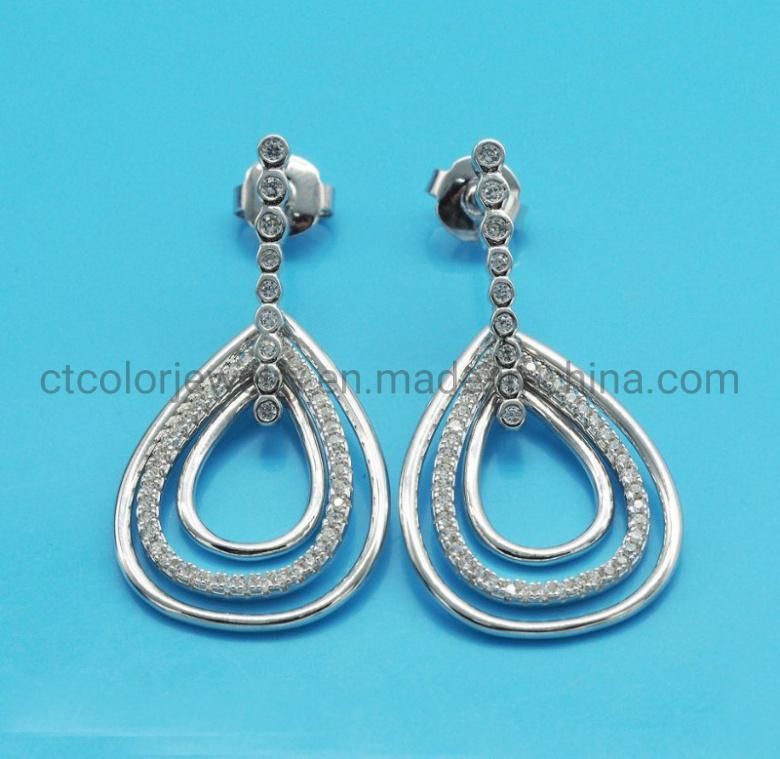 Fashion Jewelry 18K Gold Rose Nickel Free Plated Cubic Zirconia Earrings for Women