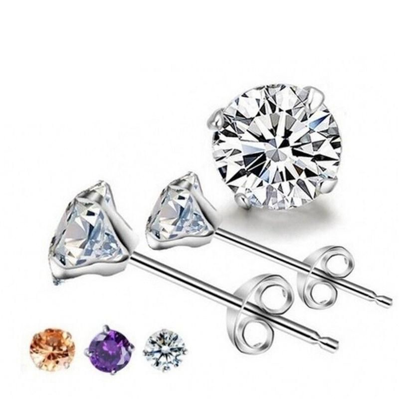 Zircon Drill 925 Sterling Silver Stud Earrings Women Fashion Jewelry