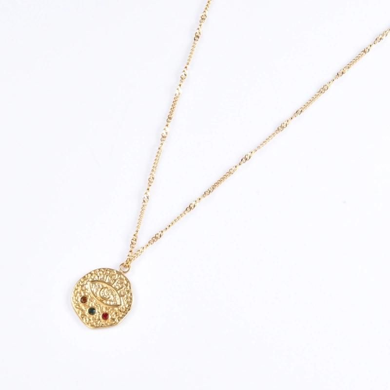 Wholesale New High Fashion Jewelry Stainless Steel Gold Devil Eye Pendant Necklace with Artificial Stone