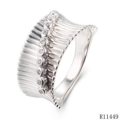 New Design 925 Sterling Silver with CZ Bezel Setting Ring