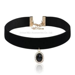 Sao Paulo Rhinestone Charms Leather Choker Necklace Cheap Fashion Jewelry