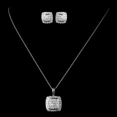 Wedding Square CZ Jewelry Set, Bridal Jewelry Set, Wedding Necklace and Earring Set