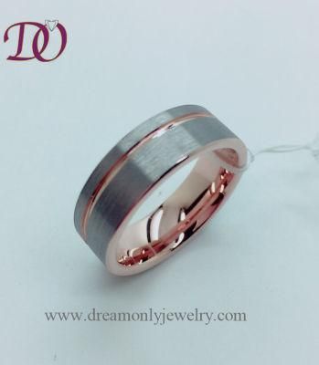 Red Gold Tungsten Ring with Red Groove Tungsten Ring
