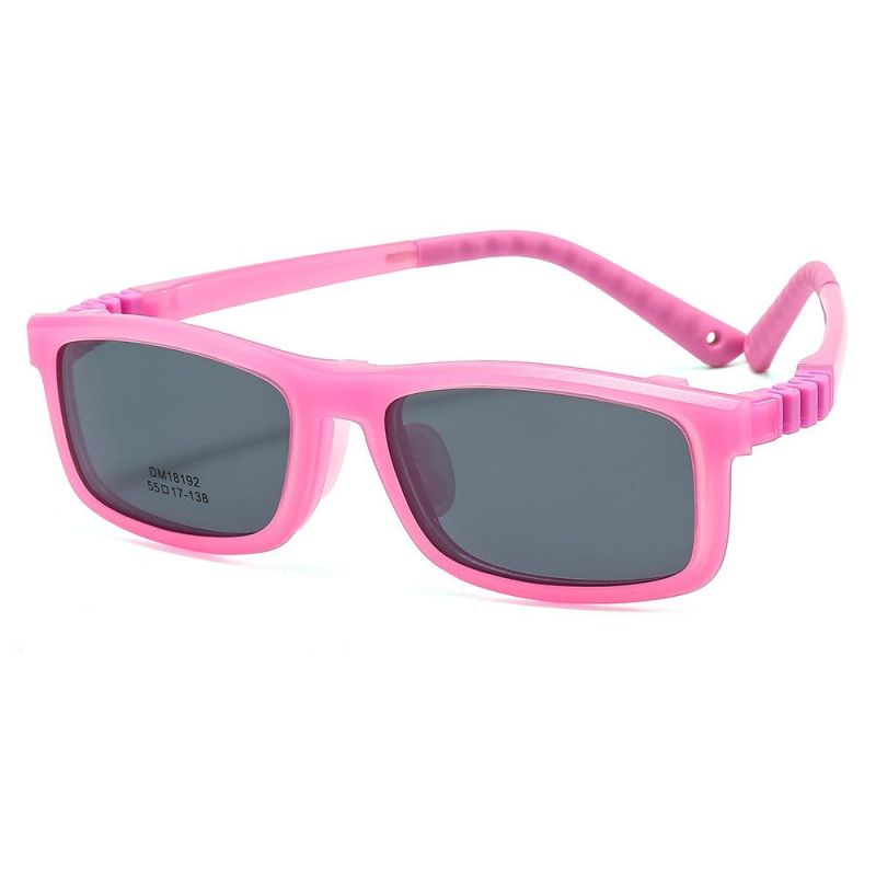 2022 Wholesale Boy Girls Ultem UV400 Tac Polarized Lens Pink Round Magnifying Clip on Sunglasses Kids Children