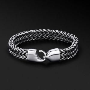 Verena Vintage Special Clasp Minimalist Stainless Steel Chevron Woven Wrist Men Bracelet