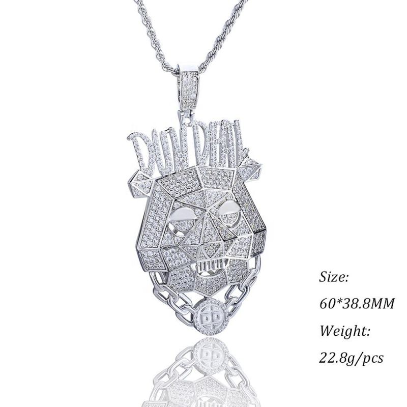 Men White Gold Trap Animal Hollow Style Iced out Pendant