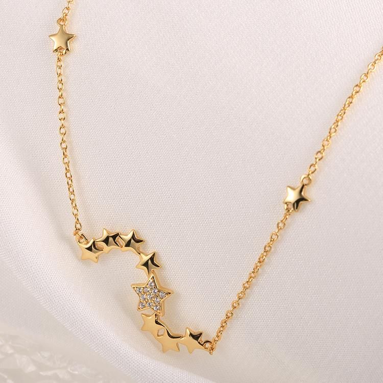 Fashion Accessories 925 Silver Shining Star Shape Factory Wholesale Gold Plated Fashion Jewelry Women Jewellery Beauty Charm Necklace