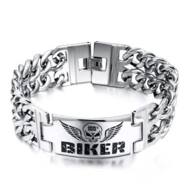 New Design Biker Men&prime; S Bracelets Titanium Steel Skull Bracelets