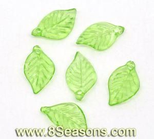 Light Green Leaf Charm Acrylic Pendants 18x11mm (B09586)