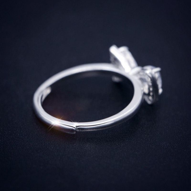 925 Sterling Silver Ring Sparkling Bowknot Adjustable Ring Women Pave AAA CZ Engagement Fashion Jewelry
