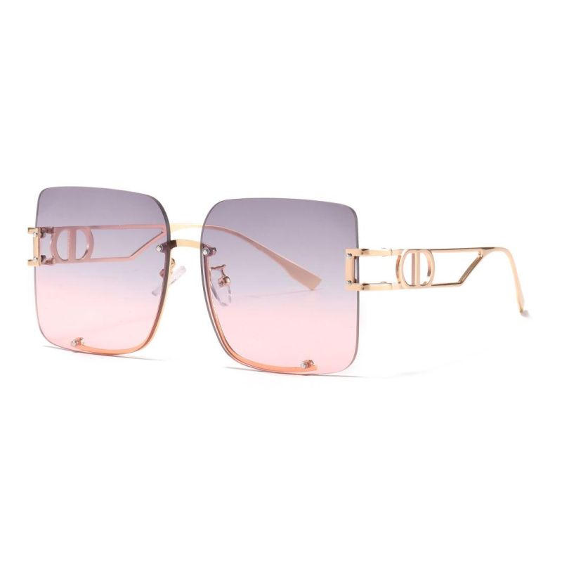 2022 No MOQ Half Frame UV400 Ocean Lens Metal Fashion Sunglasses