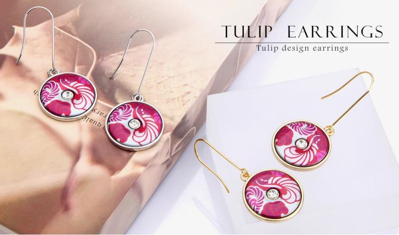 Luxury Hanging Flamingo Pattern Enamel Earring for Women
