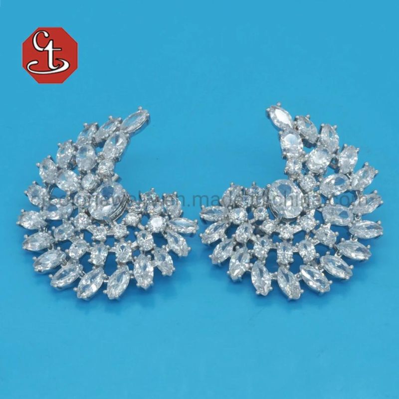 Fashion Feather Stud Earrings for Women Wedding Party Jewelry Angle Wing CZ Stone Earrings Leaf Christmas Gifts
