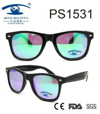Black Folding Fashion Style Frame Plastic Sunglasses (PS1531)