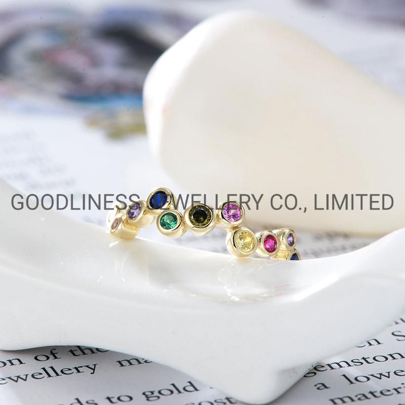 925 Sterling Silver Women Multi-Color CZ Fine Jewelry Rings