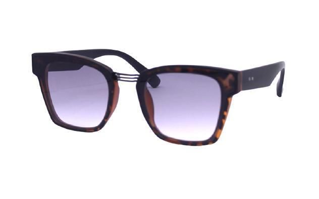 Wholesale High-End Rectangular Tortoise Shell Metal Trim Temple Fashion Sunglasses