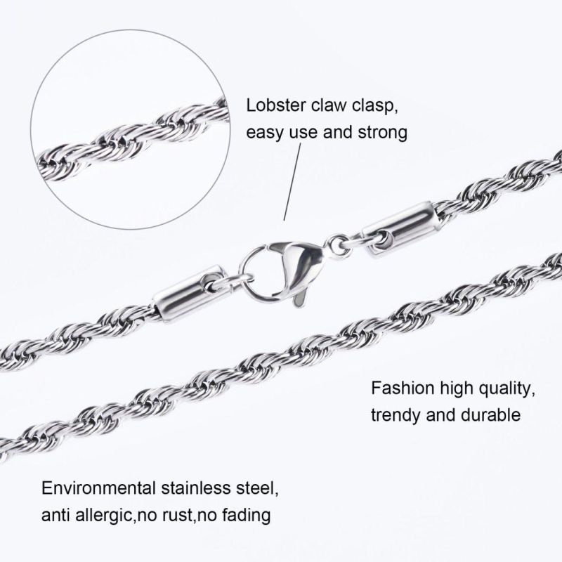 Hot Sale Rope Chain Necklace Bangle Jewelry Fashion Craft Design Stainless Steel Gold Plated for Fashion Decoration