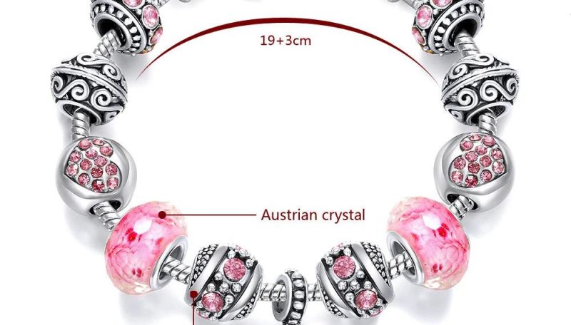 Custom Lucky Enamel Silver Jewellery Jewelry Charms Women Bracelets Bangle