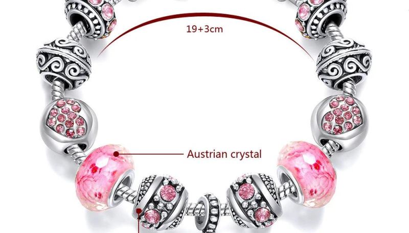 Custom Lucky Enamel Silver Jewellery Jewelry Charms Women Bracelets Bangle