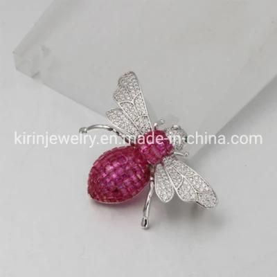 Broche Parallel Cut Invisible Setting Ruby Diamond Snowflake Bee Brooch Pin Christmas Brooches and Pins Ladies Brooches