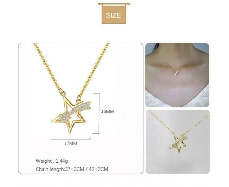 925 Sterling Silver Simple Zircon Star Pendant Clavicle Chain Necklace Women Fashion Charm Fashion Jewelry