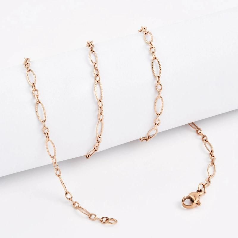 316L Stainless Steel Necklace Bracelet Cable Chain with Flower Embossed for Jewelry Design