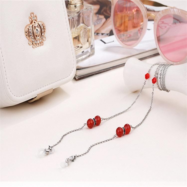 Stainless Steel Natural Agate Glasses Lanyard Rope Eyewear Fashion Chain