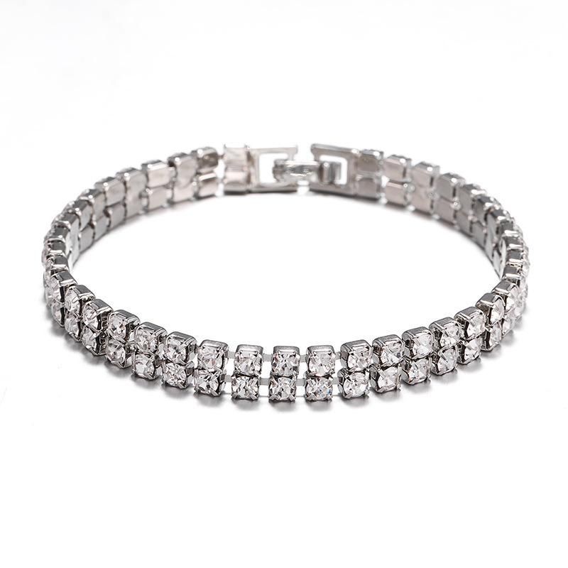 Men′ S and Women′ S Hip Hop Double Row Full Rhinestone Bracelet