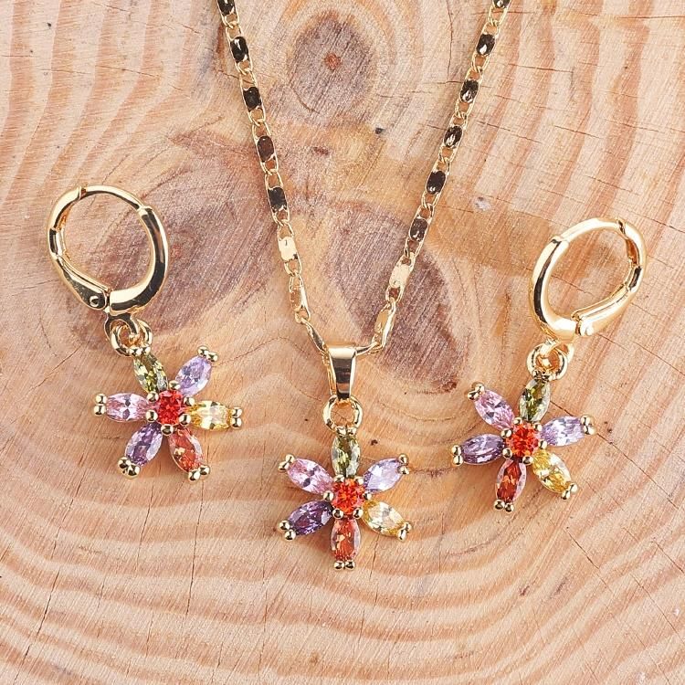 Costume Hengdian Wholesale Fashion Imitation Gold Plated Jewelry with Earring Sets Pendant Necklace