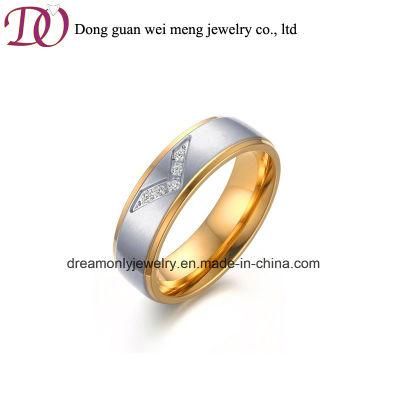 Latest Gold Finger Ring 316L Stainless Steel Diamond Ring for Lady