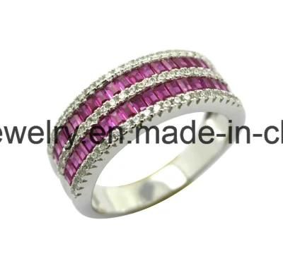 High Quality 925 Silver Jewelry Rectangle Corundum Htosale Ring