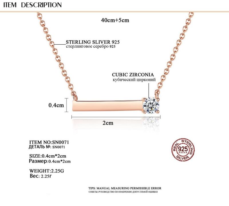 European Fashion Jewellery Diamond Necklace for Women