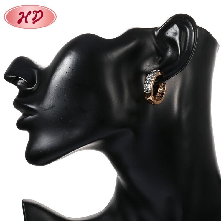 Fashion 18K Gold Silver Jewelry Alloy Stud Drop Hoop Huggie CZ Earrings with Crystal for Women
