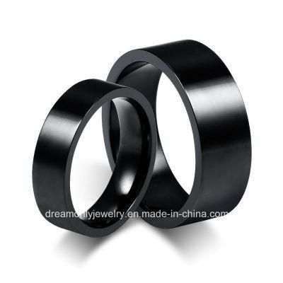 Cheap Price IP Black Color Steel Ring Jewelry Black Simple Wedding Ring in Steel