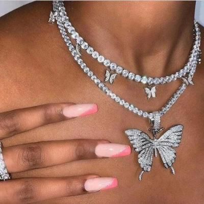 New Hip Hop Hollow Butterfly Pendant Necklace Jewelry