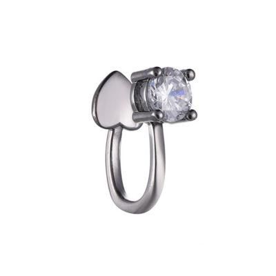 925 Silver Main Stone Single Clip Earring with Rhodium Plating